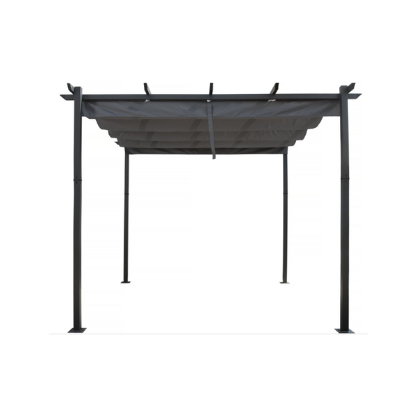Aluminium Pergola with Retractable Roof – 3 x 3 m – Grey