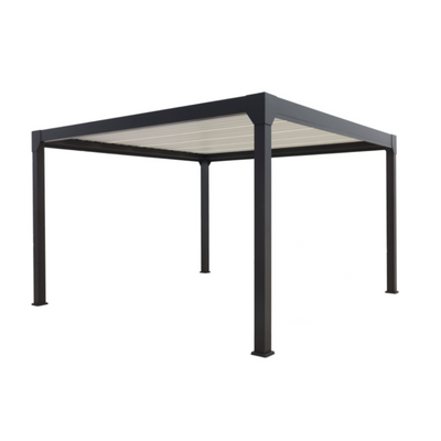 GREEN OUTSIDE Menea Motorised Self-Supporting Bioclimatic Pergola, Black 4X4 + LED