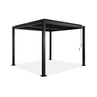 Black Bioclimatic Pergola, Aluminium and Steel, 3x3m, Adjustable Louvres
