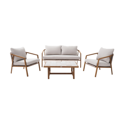 NATERIAL Gaia 4-Seater Low Lounge Set in Aluminium and Natural-Effect Resin