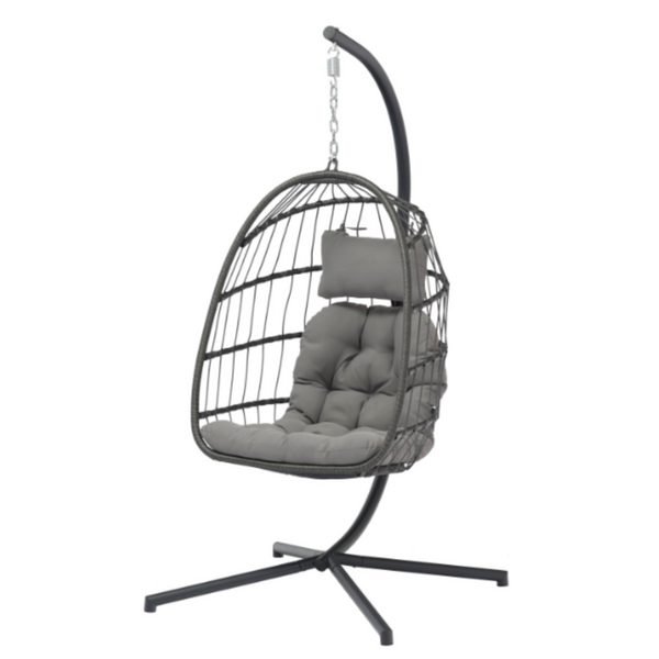Egg-Shaped Hanging Garden Chair in Anthracite Grey Steel